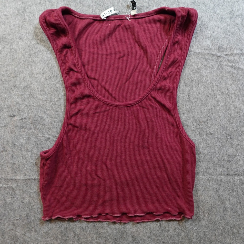 Alice Olivia Top Womens XS/S? Red Cropped Scoop Neck Knit Ribbed Casual